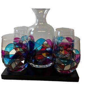 The Wine Savant Decanter Artisanal‎ Hand Painted Glassware